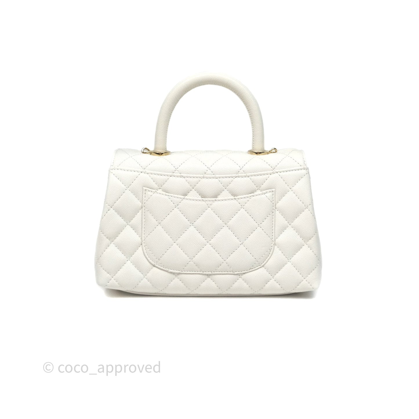 Chanel Small Coco Handle Quilted White Caviar Gold Hardware