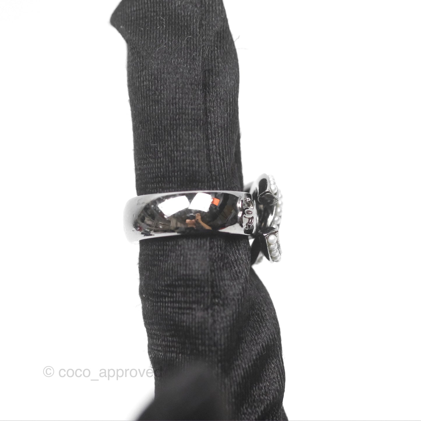 Chanel CC Ring Brushed Silver Tone 10A