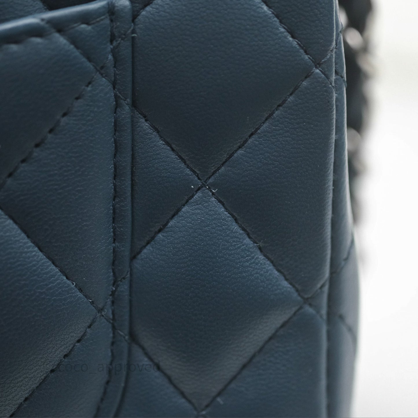Chanel Quilted Mini Rectangular Navy Lambskin Silver Hardware