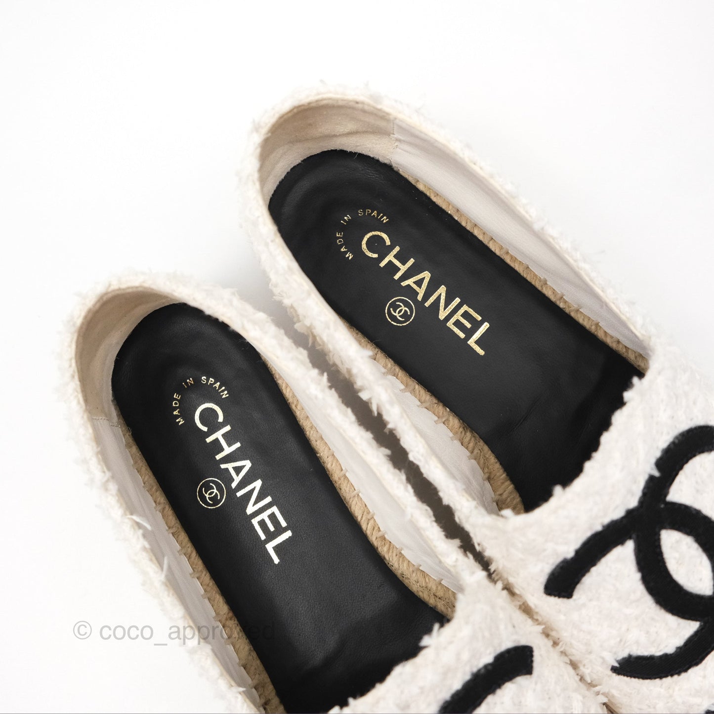 Chanel Espadrille Black White Tweed Size 39