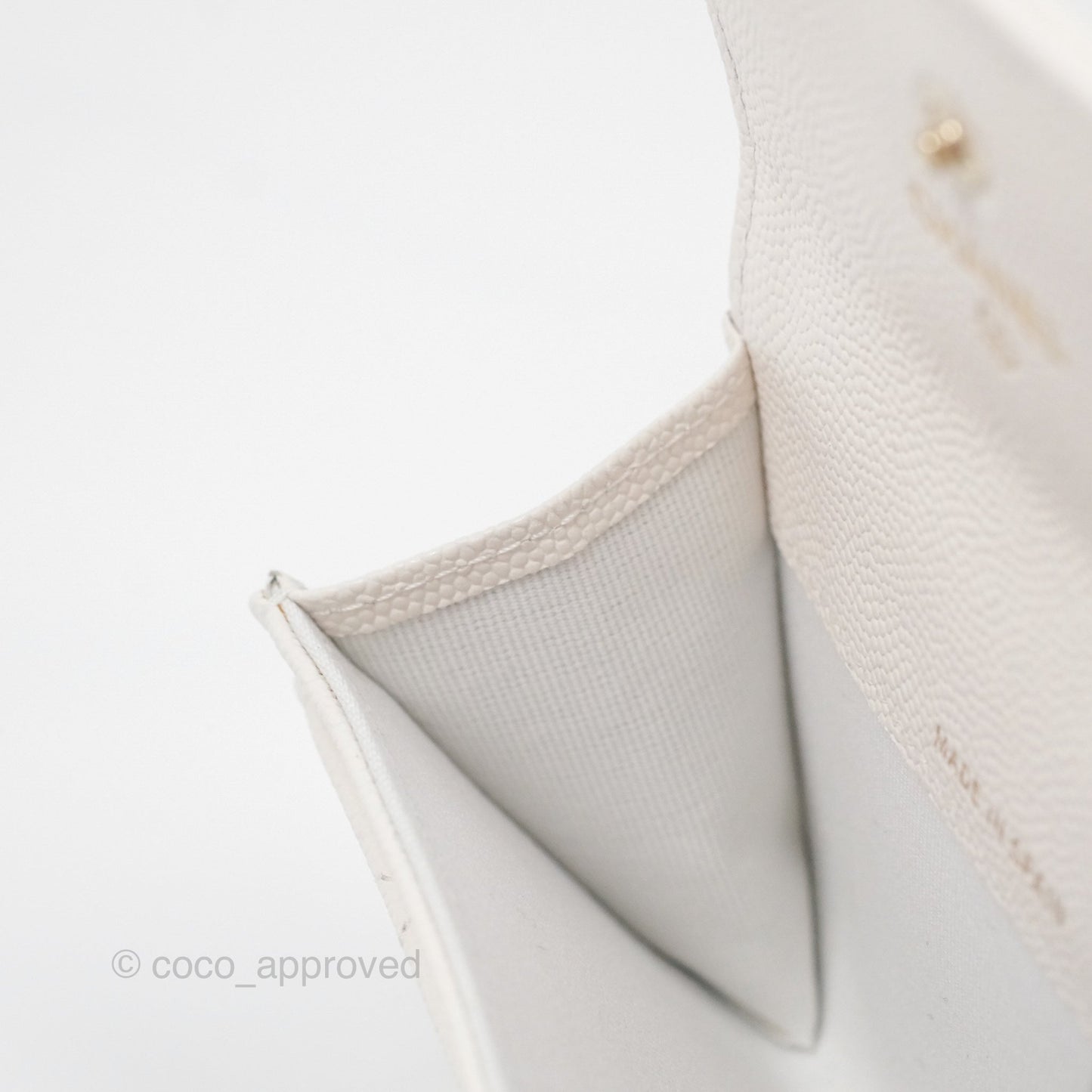 Chanel CC Resin Stone Flap Card Holder White Caviar