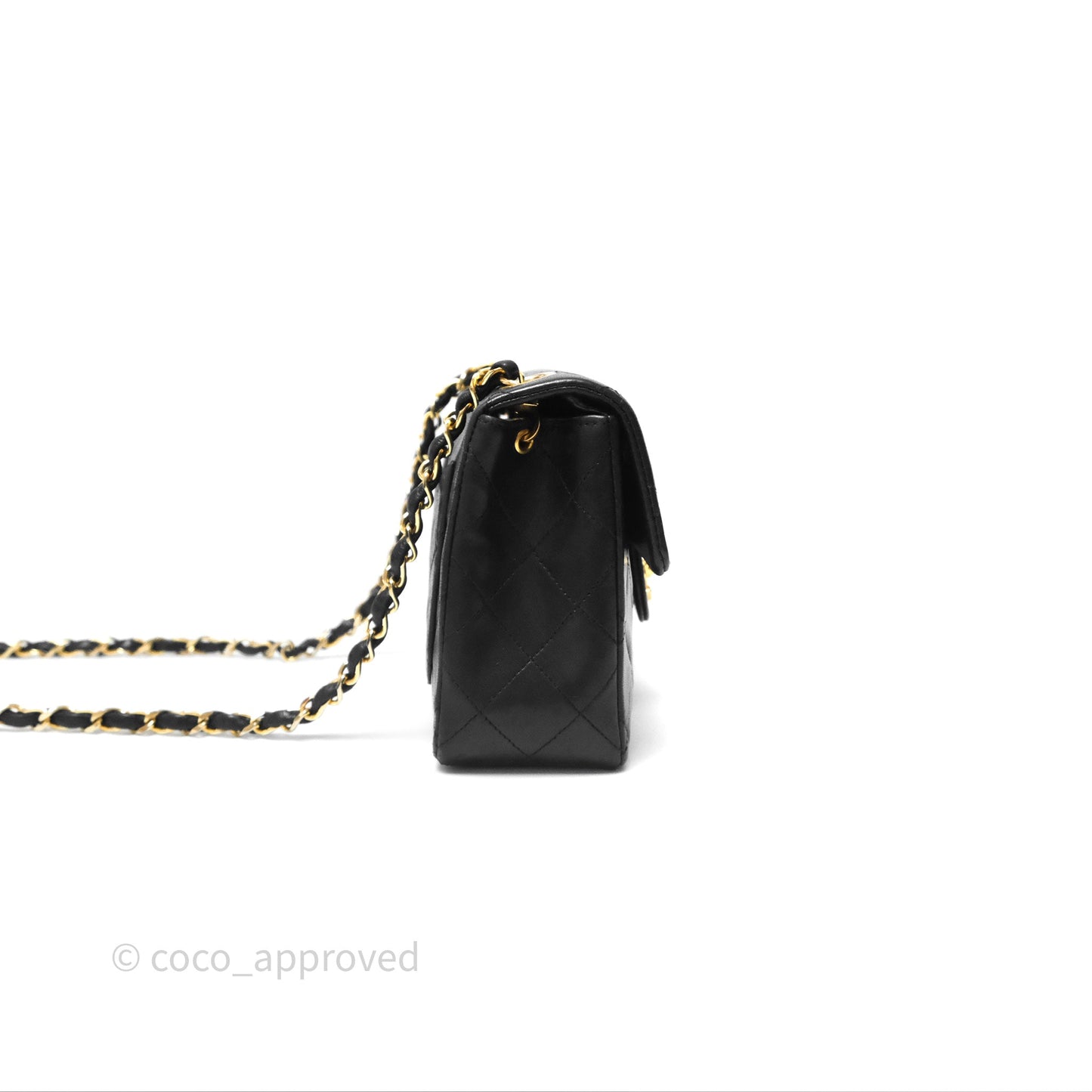 Chanel Vintage Mini Square Black Lambskin 24K Gold Hardware