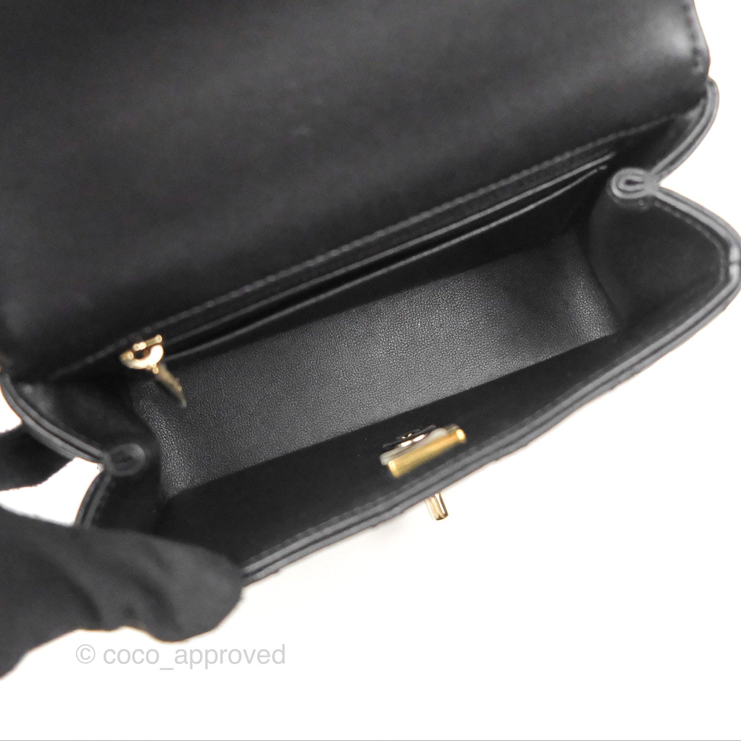 Chanel Mini Rectangle Flap with Crystals Top Handle Black Lambskin 23A