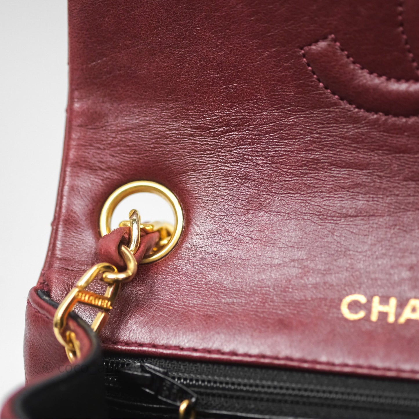 Chanel Vintage Mini Square Burgundy Lambskin 24K Gold Hardware