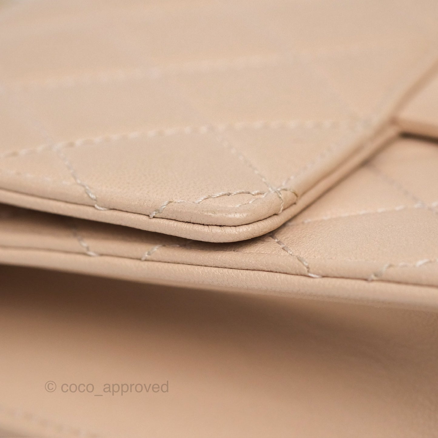 Chanel Quilted Chic Pearls Flap Beige Pink Goatskin Aged Gold Hardware