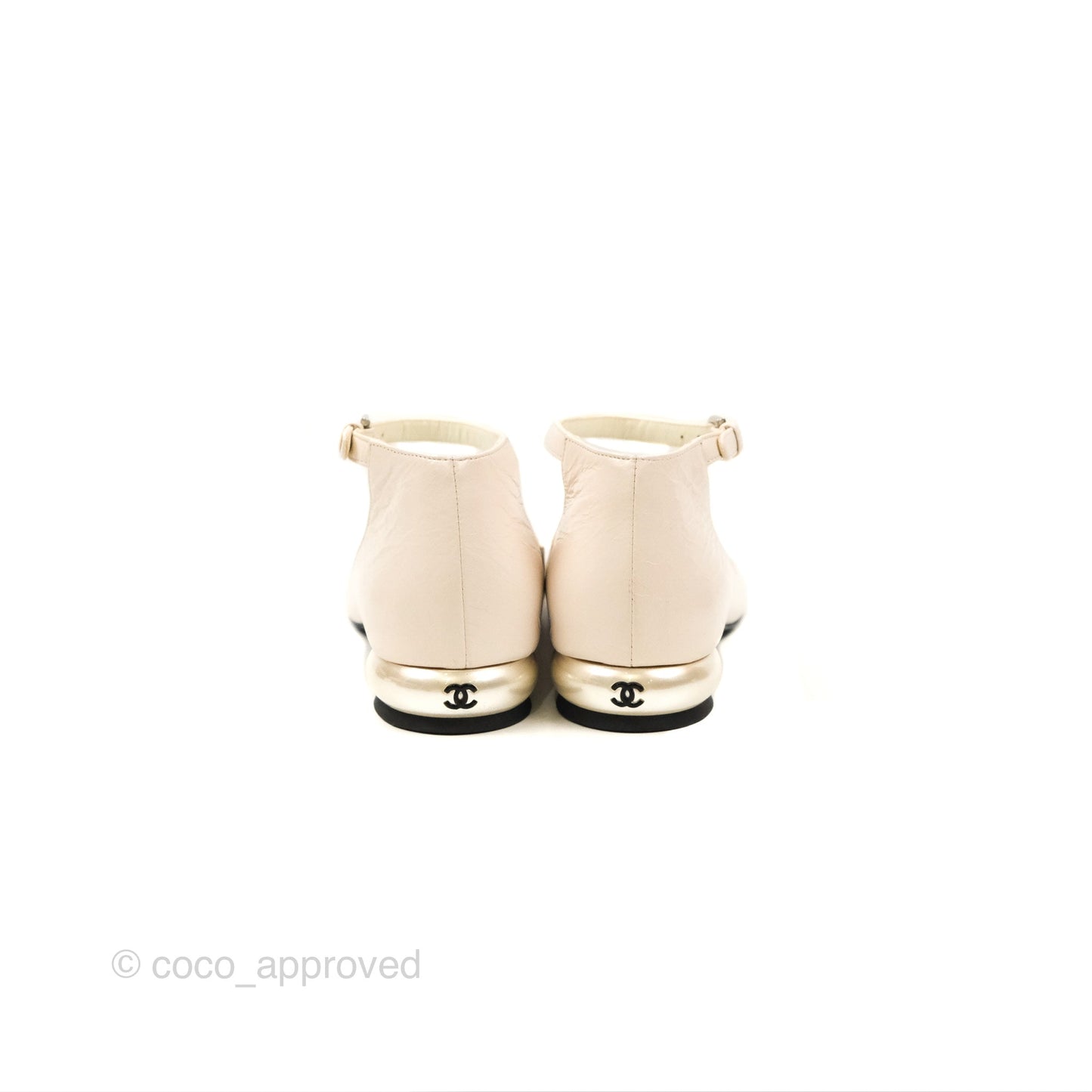 Chanel Mary Janes White Black Lambskin Shoes Size 37.5