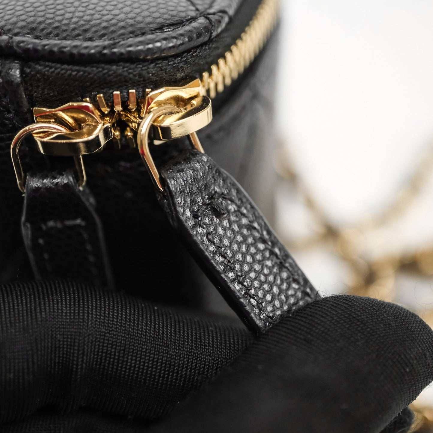 Chanel Mini Vanity With Chain Black Caviar Gold Hardware