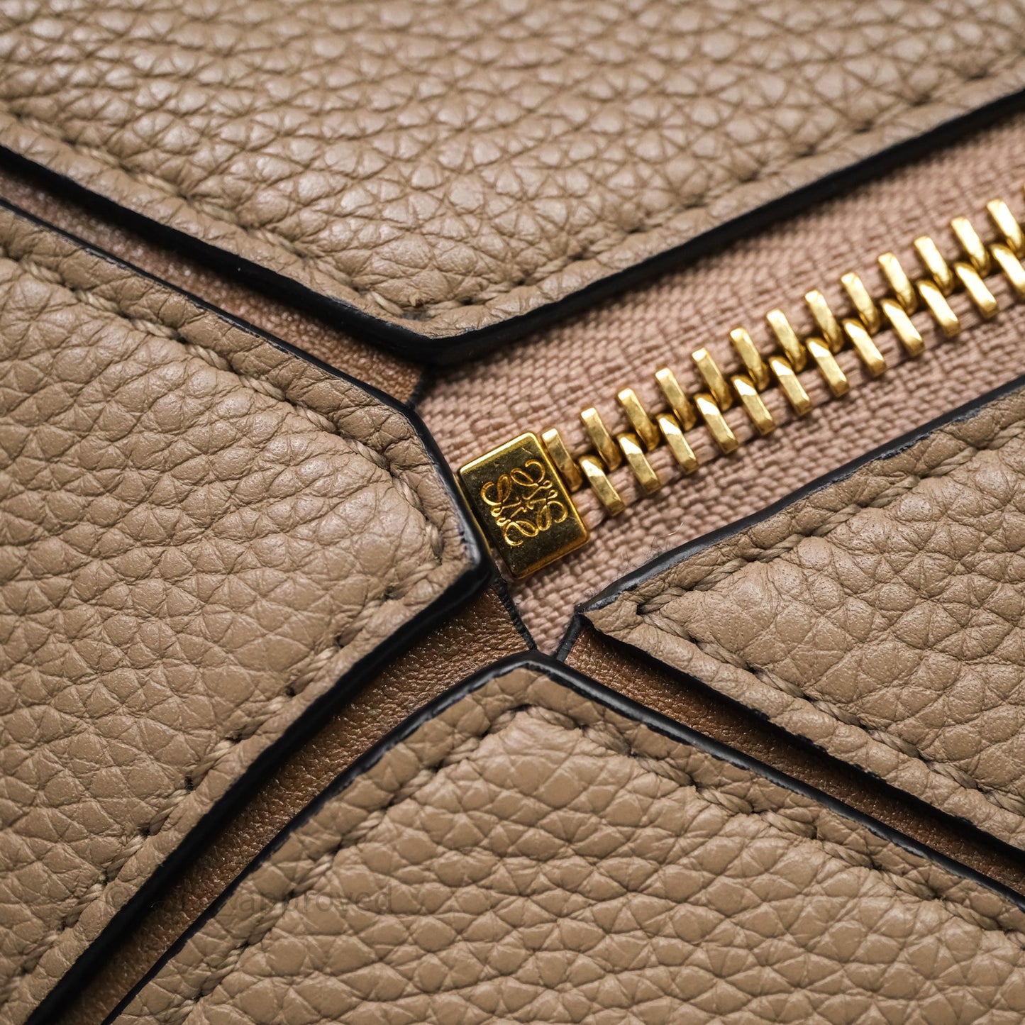 Loewe Small Puzzle Bag Sand Mink Grained Calfskin Gold Hardware
