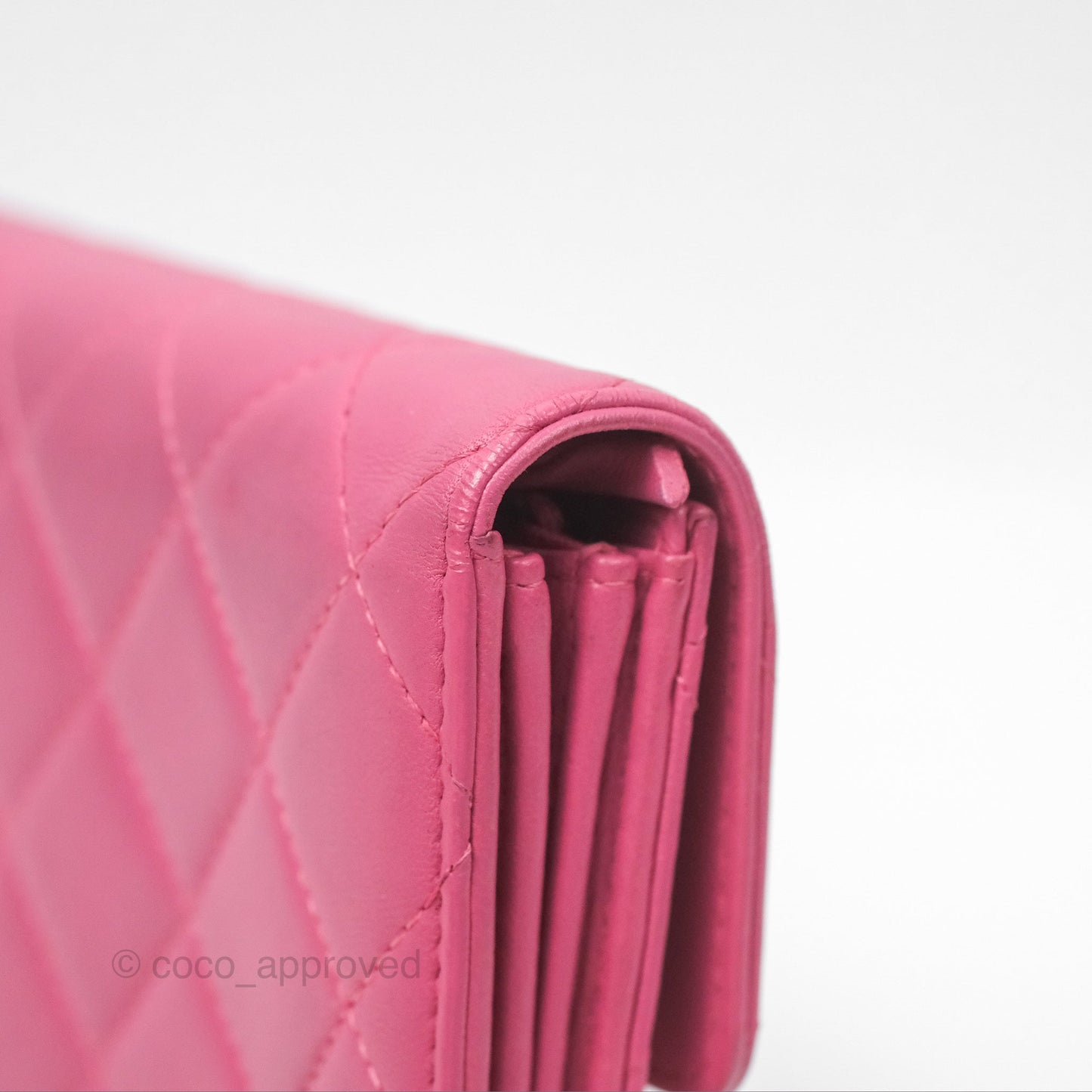 Chanel Classic Quilted Long Wallet Pink Lambskin Gold Hardware
