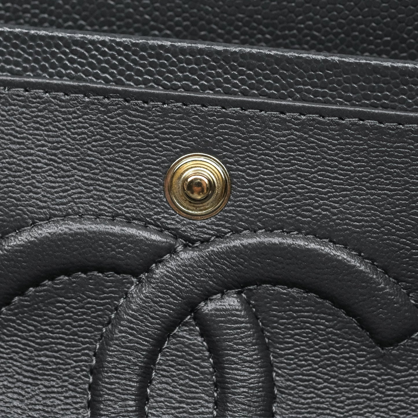 Chanel Classic M/L Medium Flap Quilted Dark Grey Caviar Gold Hardware