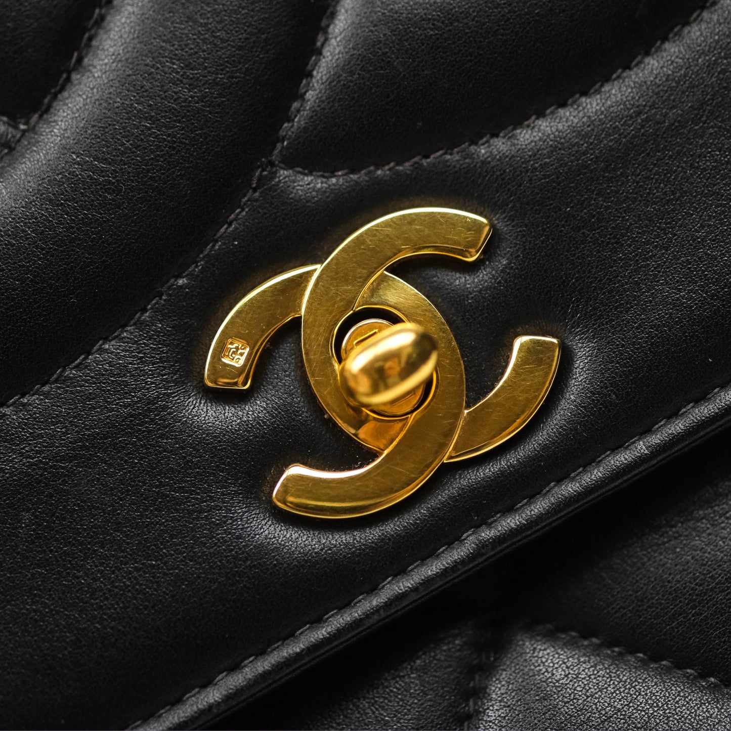 Chanel Vintage Maxi Quilted CC Flap Bag Black Lambskin Gold Hardware