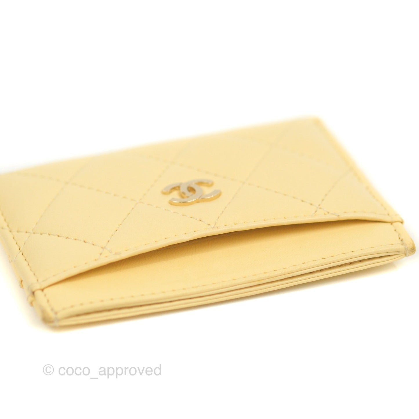 Chanel Classic Lambskin Flat Card Holder Yellow Gold Hardware