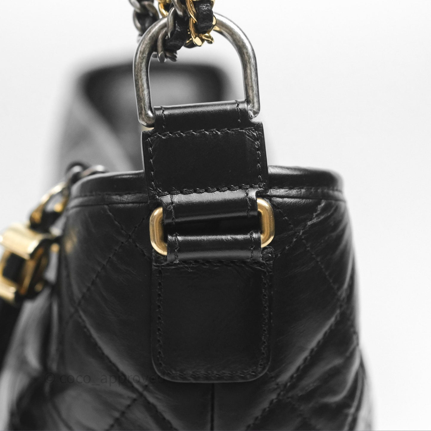Chanel Large Gabrielle Hobo Black Aged Calfskin Mixed Hardware