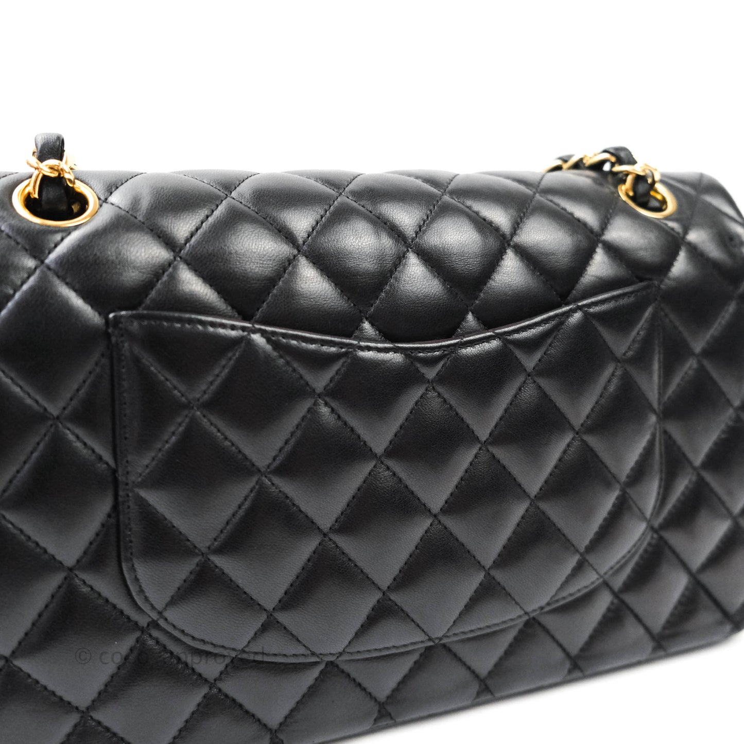 Chanel Classic M/L Medium Double Flap Black Lambskin Gold Hardware