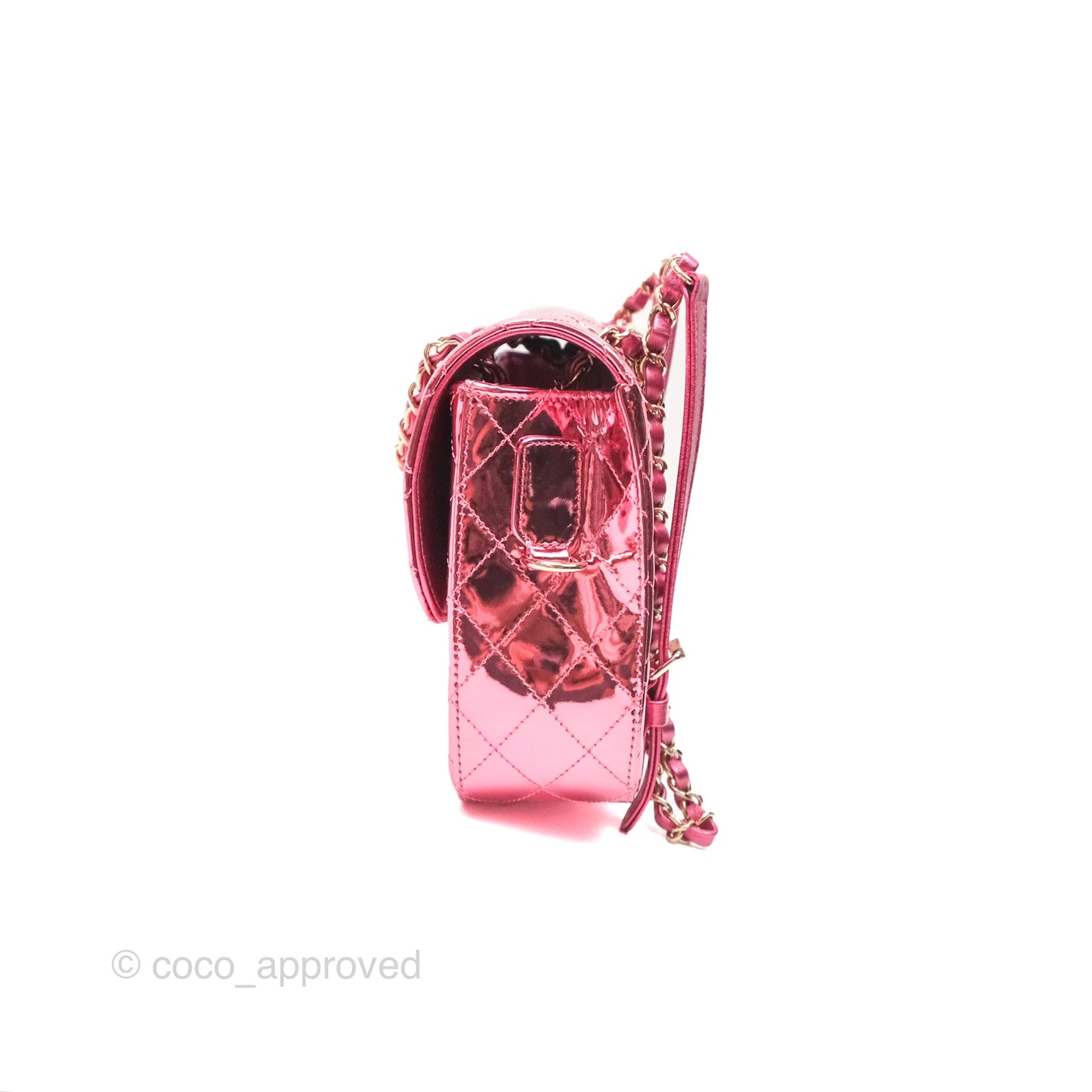 Chanel Small Flap Star Backpack Metallic Pink Mirror Calfskin Gold Hardware 24C
