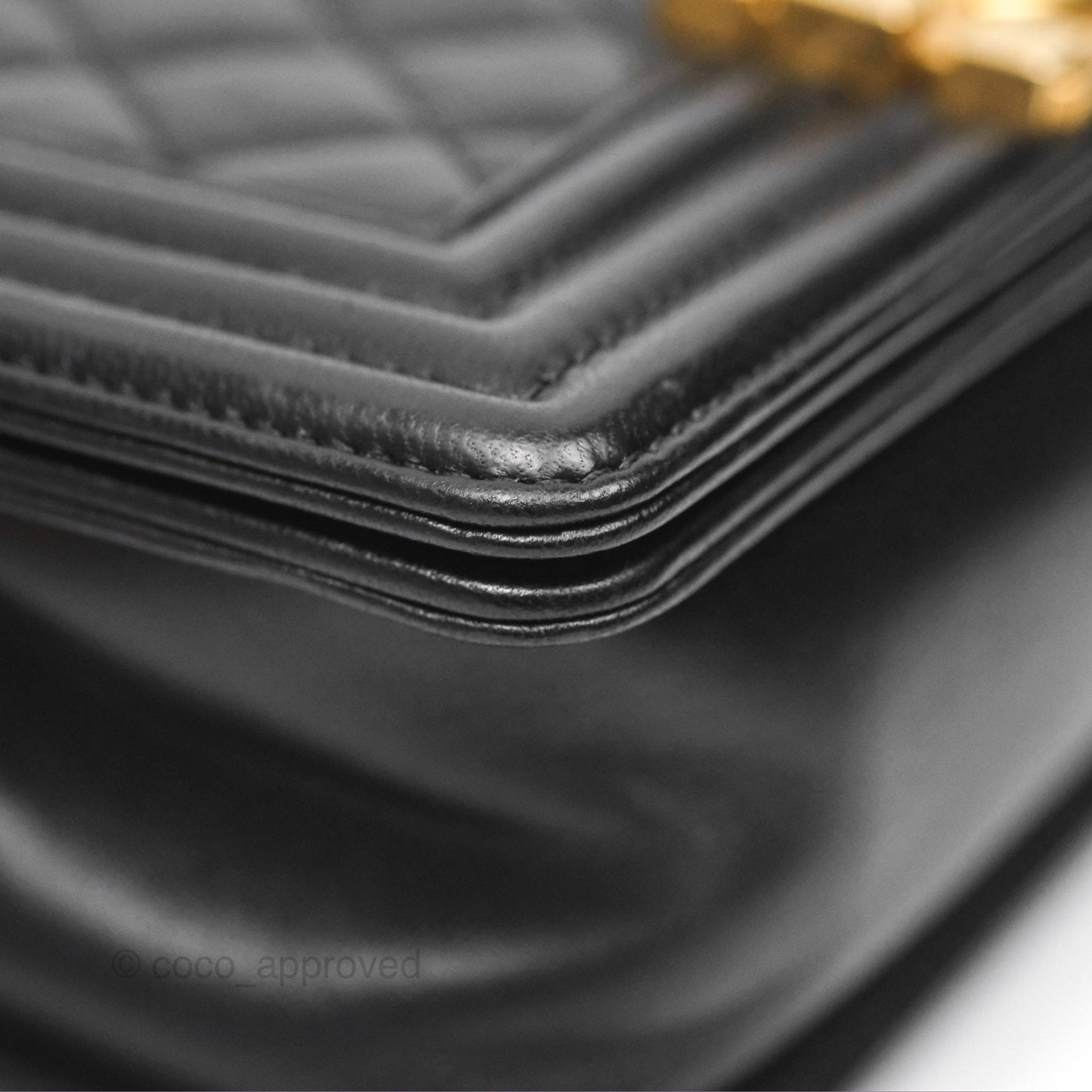 Chanel Small Boy Quilted Black Calfskin Gold Hardware