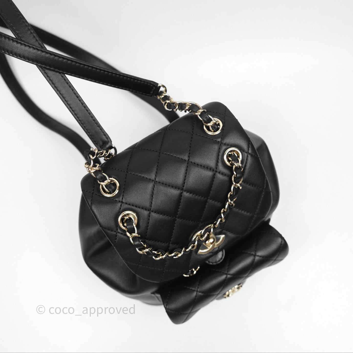 Chanel Small Duma Drawstring Backpack Black Lambskin Gold Hardware