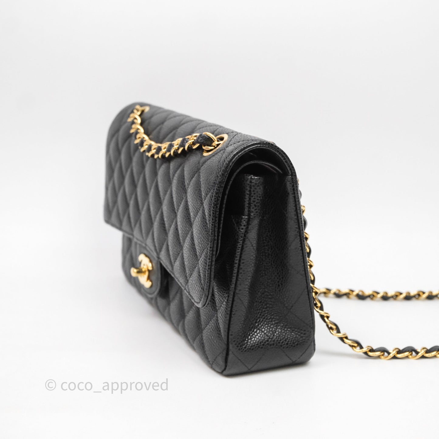 Chanel Classic M/L Medium Flap Quilted Black Caviar Gold Hardware