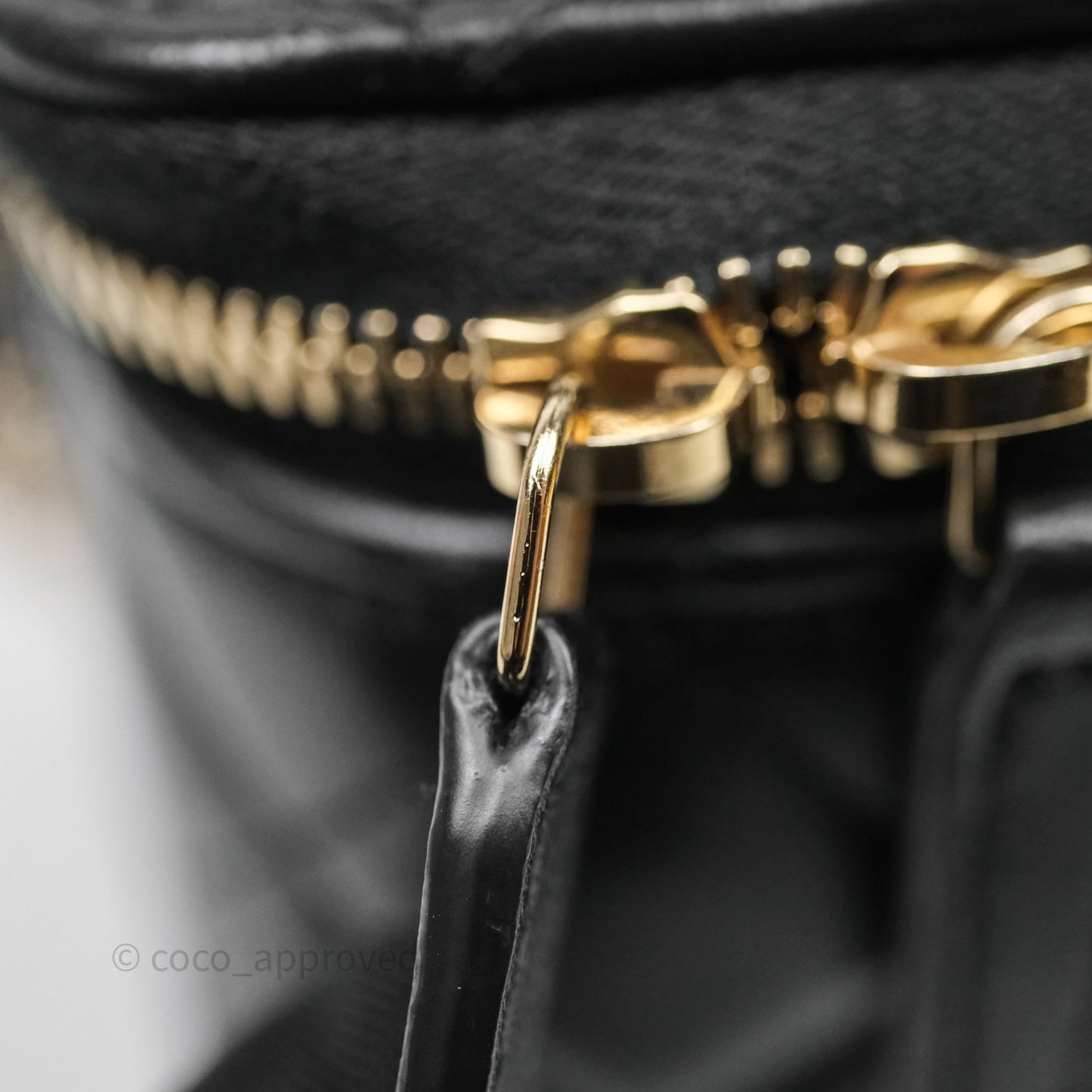 Chanel Vanity Rectangular Top Handle Black Lambskin Light Gold Hardware
