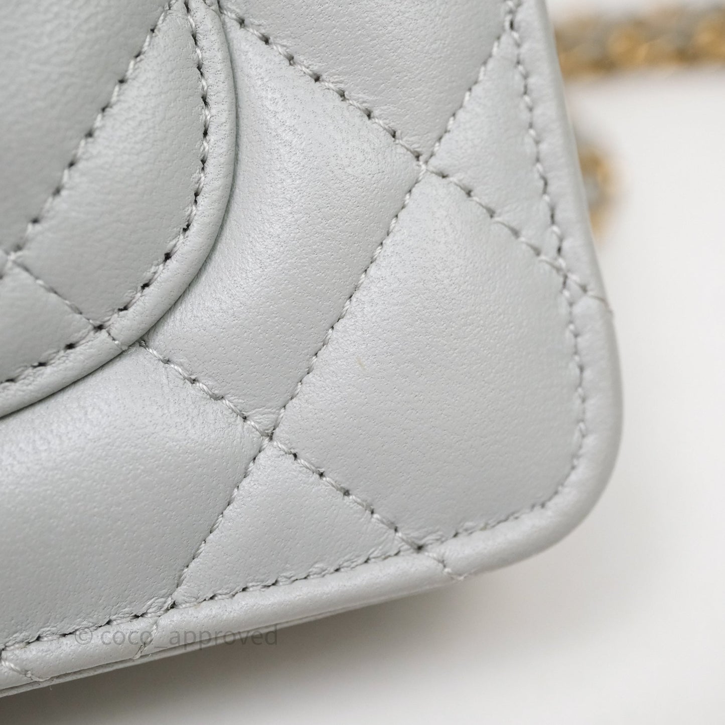 Chanel Classic Quilted Wallet on Chain WOC Grey Lambskin Gold Hardware