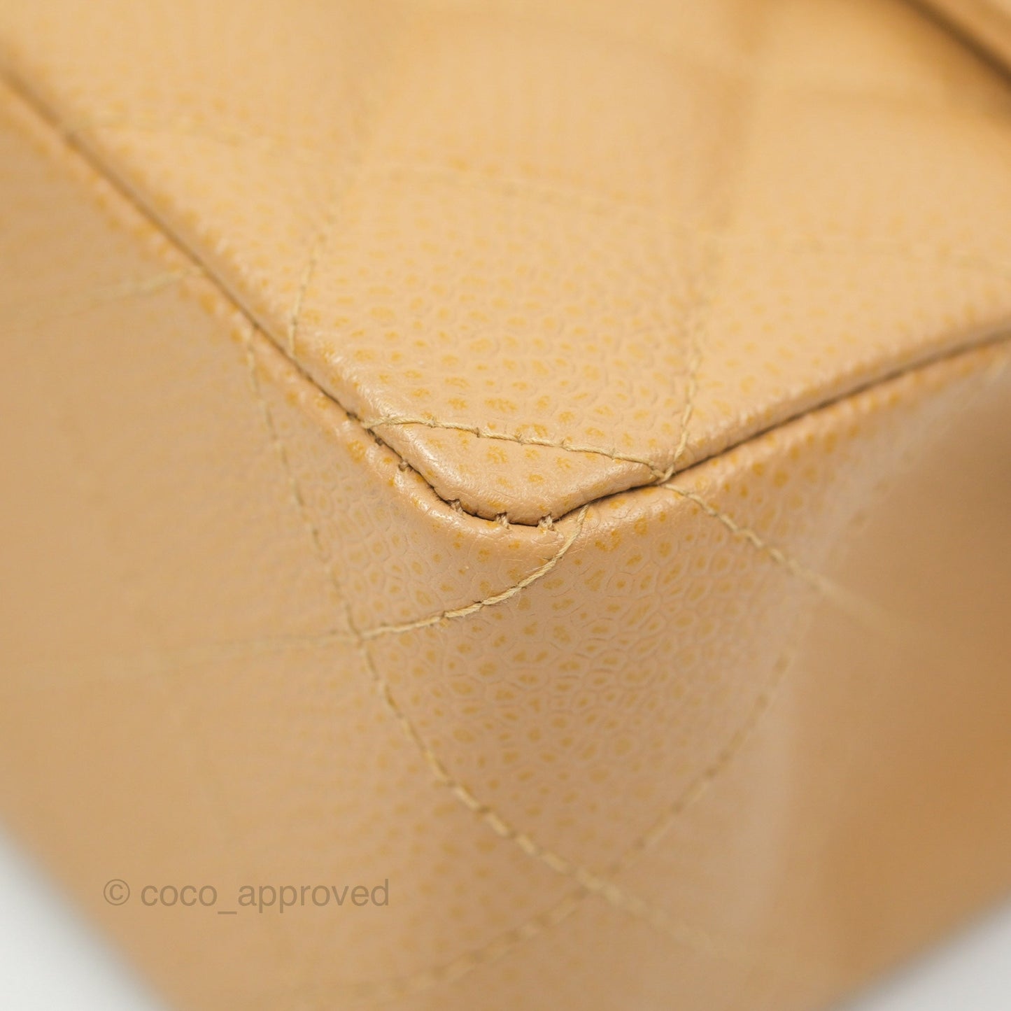 Chanel Quilted Vintage Mini Square Flap Beige Caviar 24K Gold Hardware