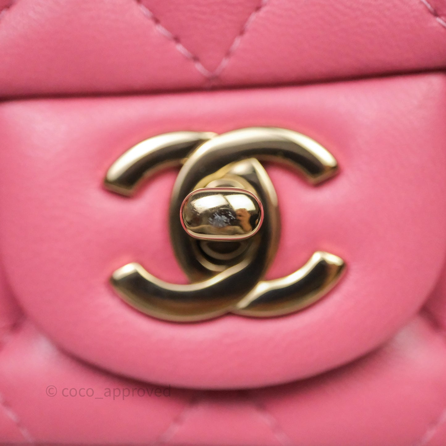 Chanel Quilted Mini Square Pink Lambskin Gold Hardware