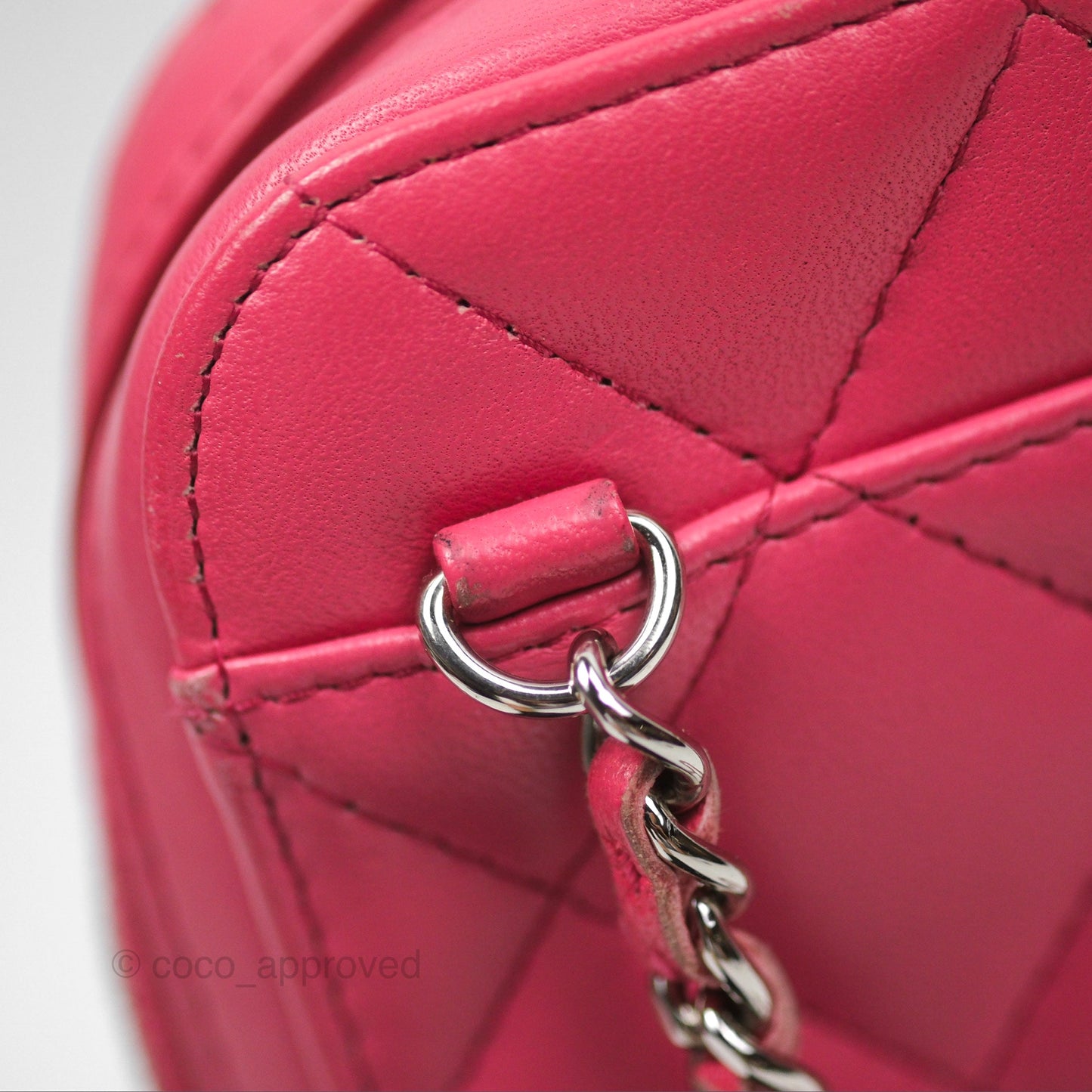 Chanel Quilted Phone Holder Pink Lambskin Silver Hardware