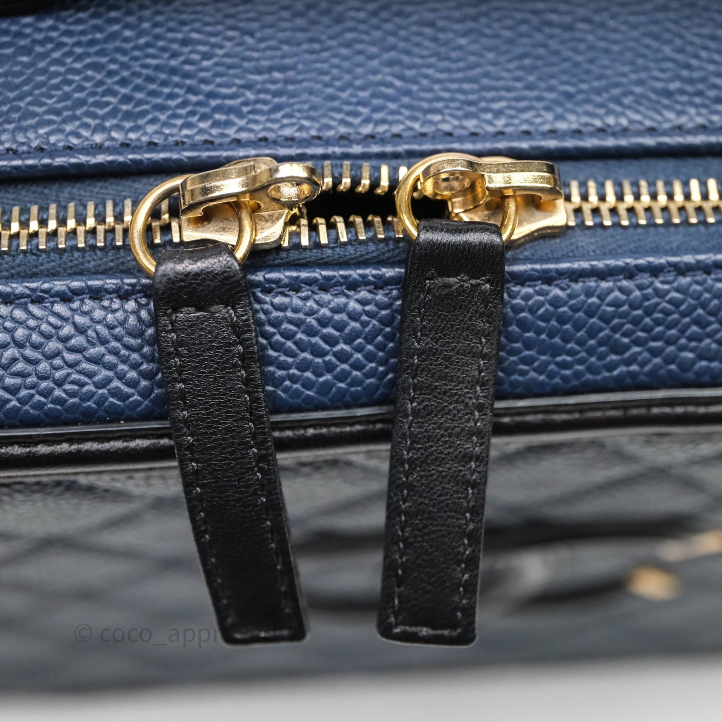 Chanel Quilted Large CC Filigree Vanity Case Navy Black Caviar