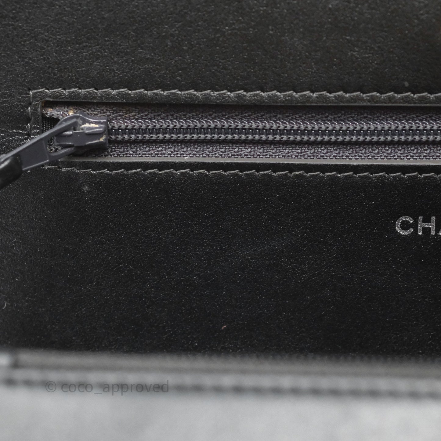 Chanel Tassel Charm Wallet On Chain WOC Iridescent Dark Silver Aged Calfskin