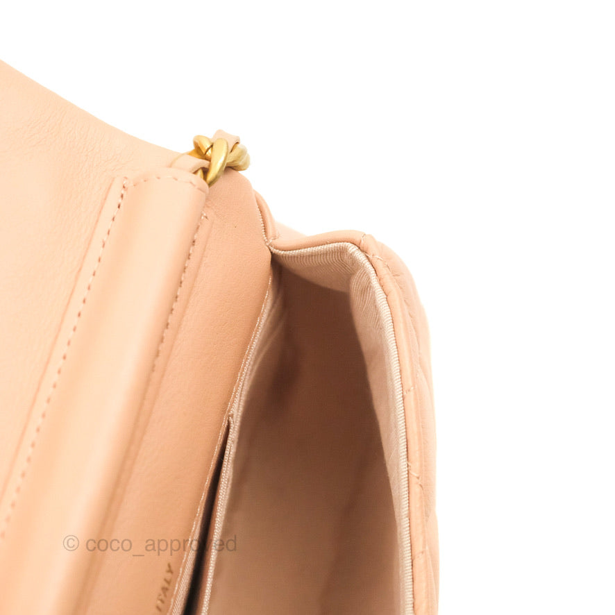 Chanel Clutch with Chain Beige Pink Calfskin Aged Gold Hardware