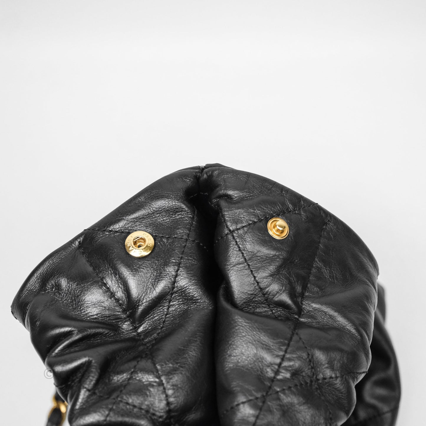Chanel 22 Small Black Calfskin Aged Gold Hardware
