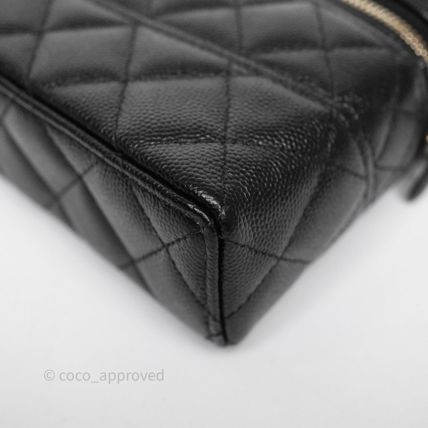 Chanel Top Handle Long Vanity with Chain Black Caviar Gold Hardware 25C
