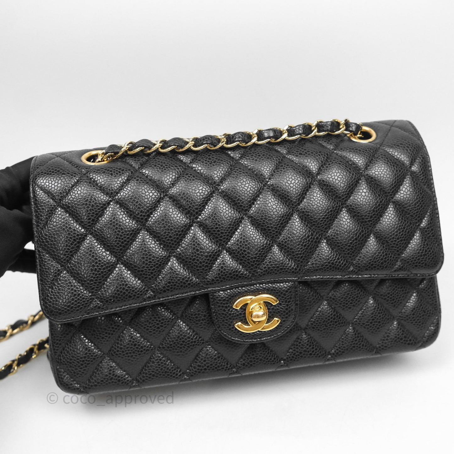 Chanel Classic M/L Medium Flap Quilted Black Caviar Gold Hardware