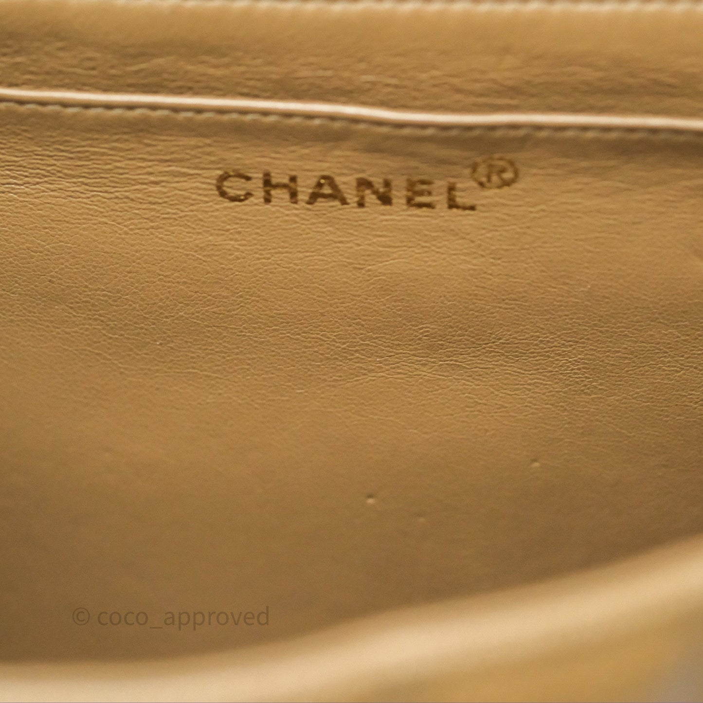 Chanel Vintage Vertical Quilted Jumbo Single Flap Beige Caviar 24K Gold Hardware