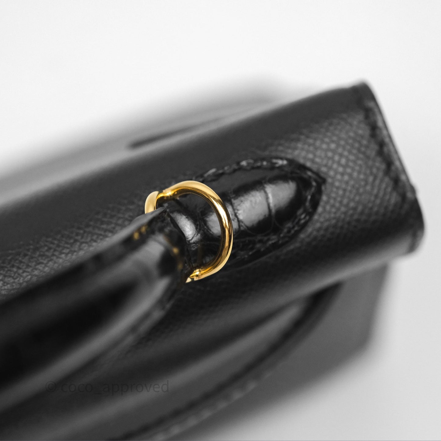 Hermès Mini Kelly II Touch Noir 89 Croc Gold Hardware