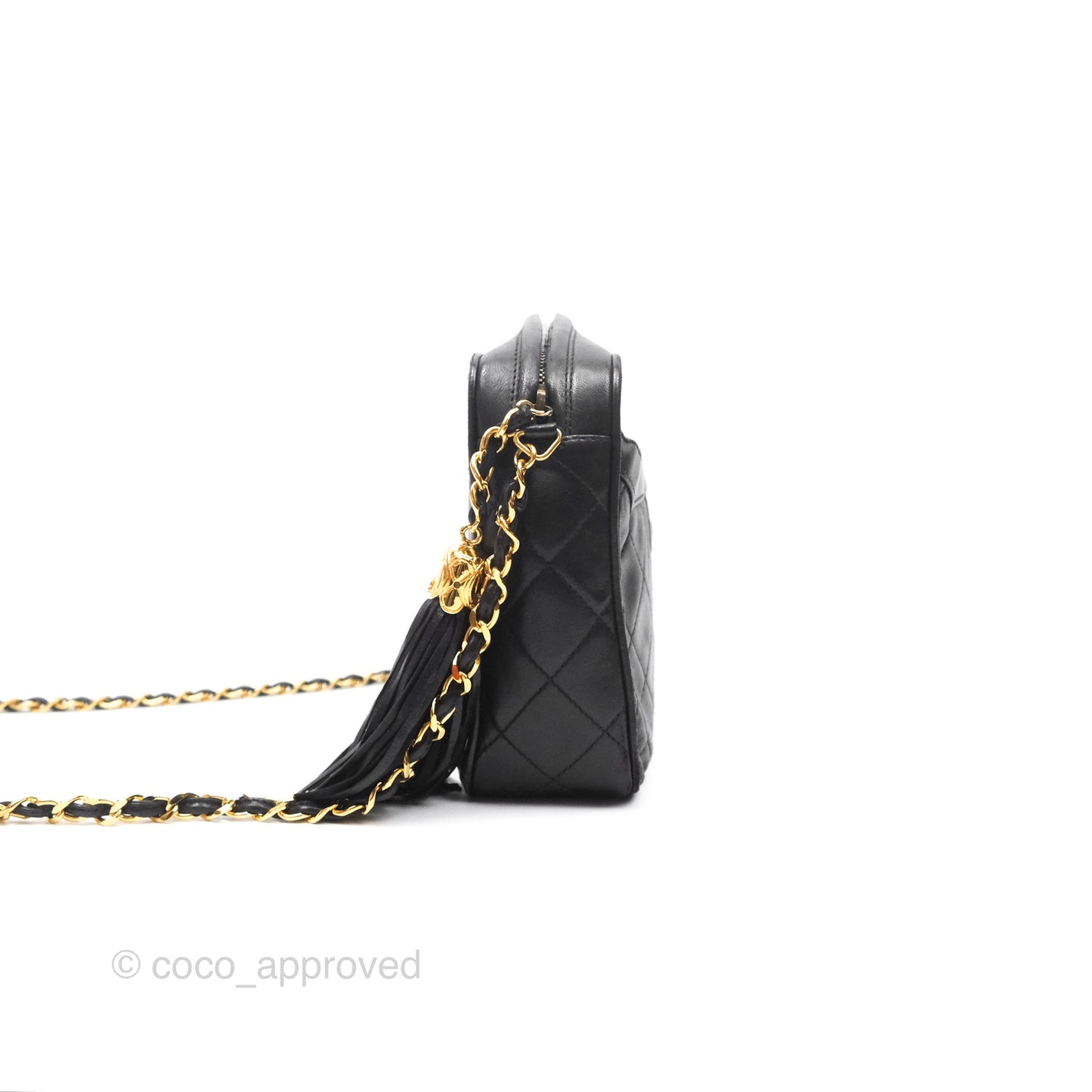 Chanel Vintage Small Camera Bag Black Lambskin Gold Hardware