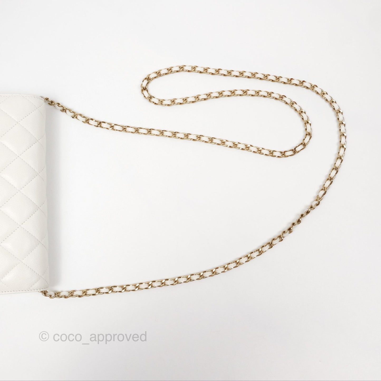 Chanel Quilted Classic Wallet on Chain WOC White Caviar Gold Hardware