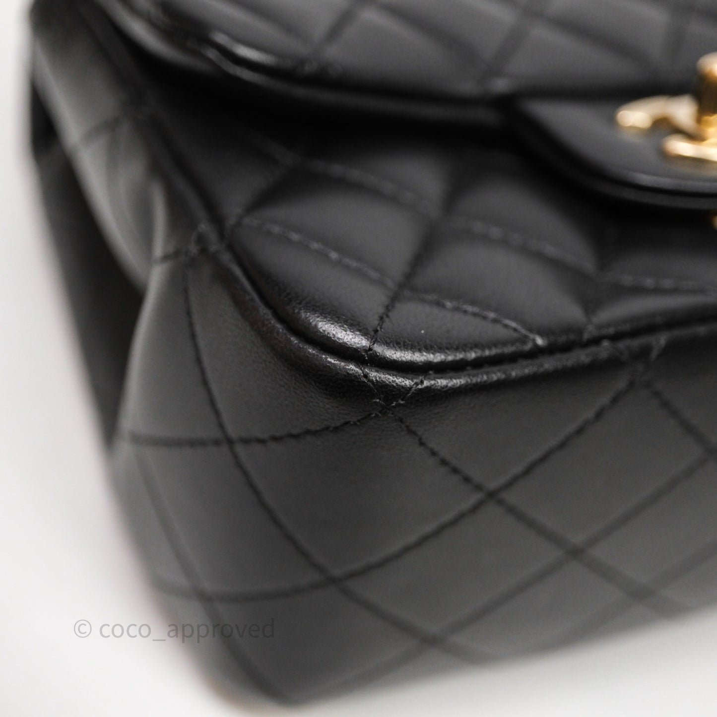 Chanel Mini Square Quilted Black Lambskin Gold Hardware