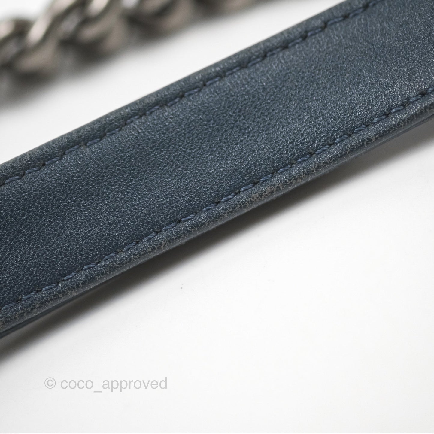 Chanel Medium Chevron Boy Washed Denim Ruthenium Hardware