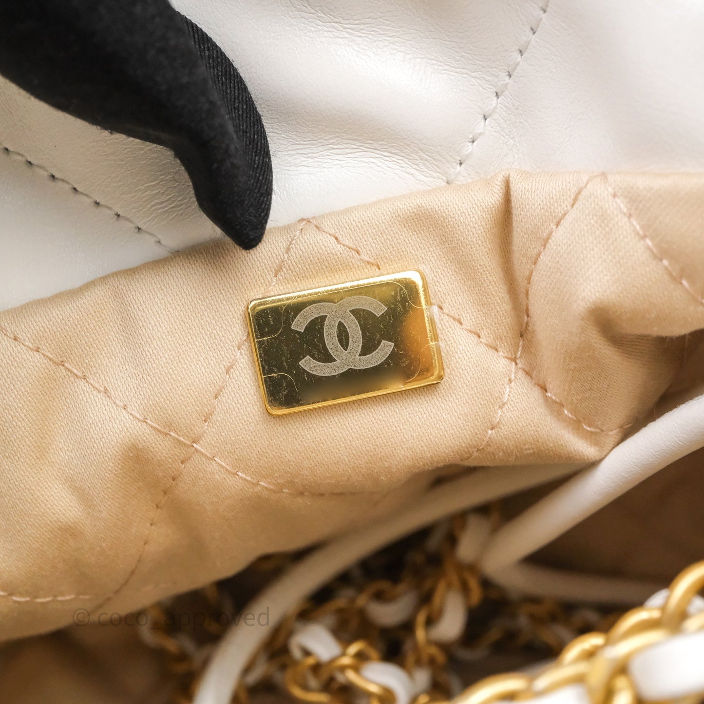 Chanel 22 Mini Bag White Shiny Crumpled Calfskin