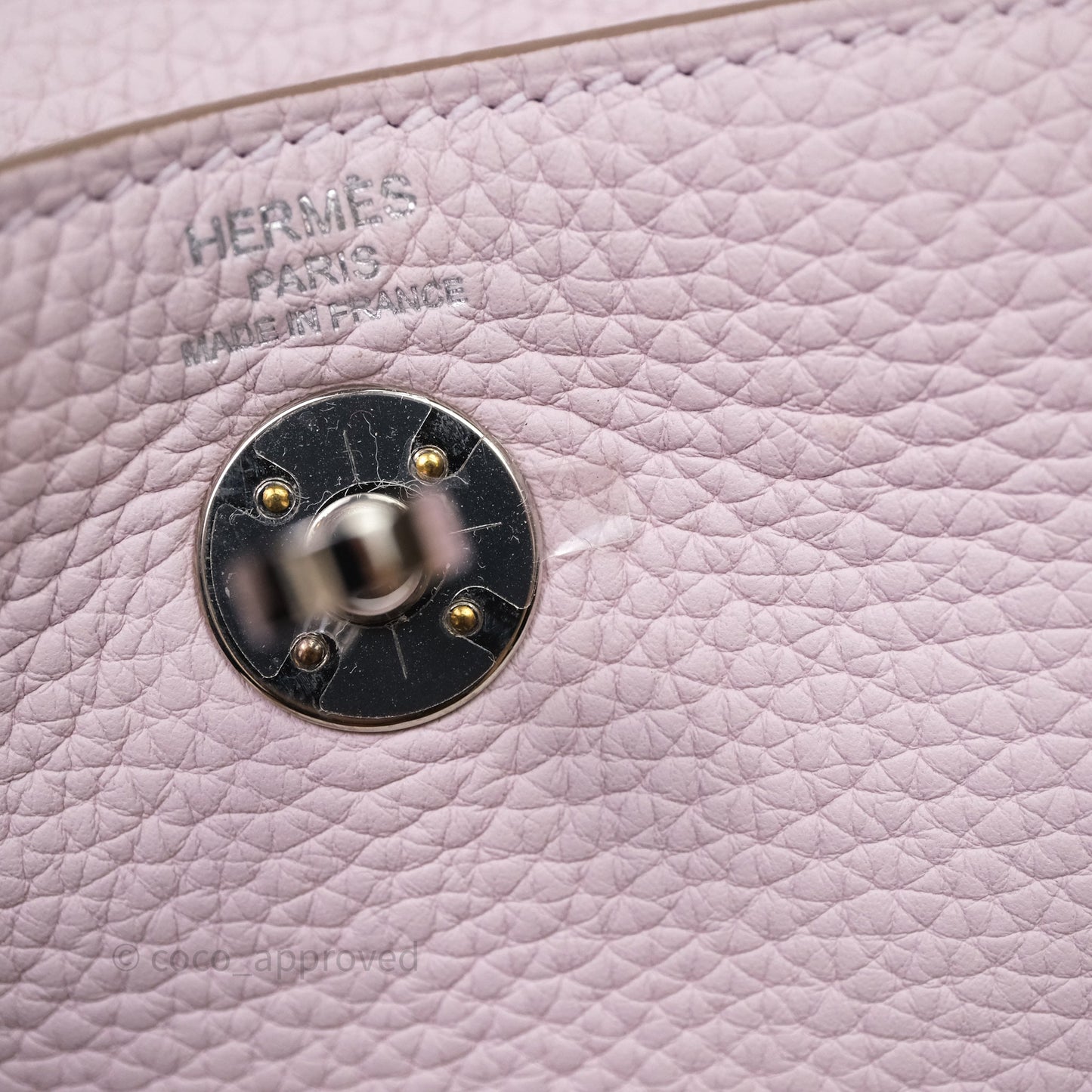 Hermès Mini Lindy 20 Mauve Pâle 09 Clemence Palladium Hardware