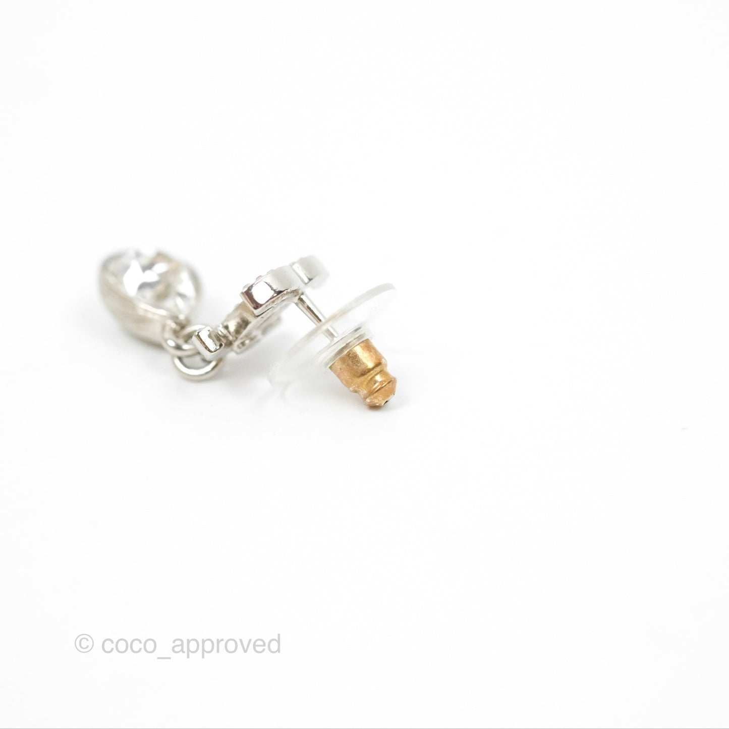Chanel Crystal CC Tear Resin Drop Earrings Silver Hardware 21K