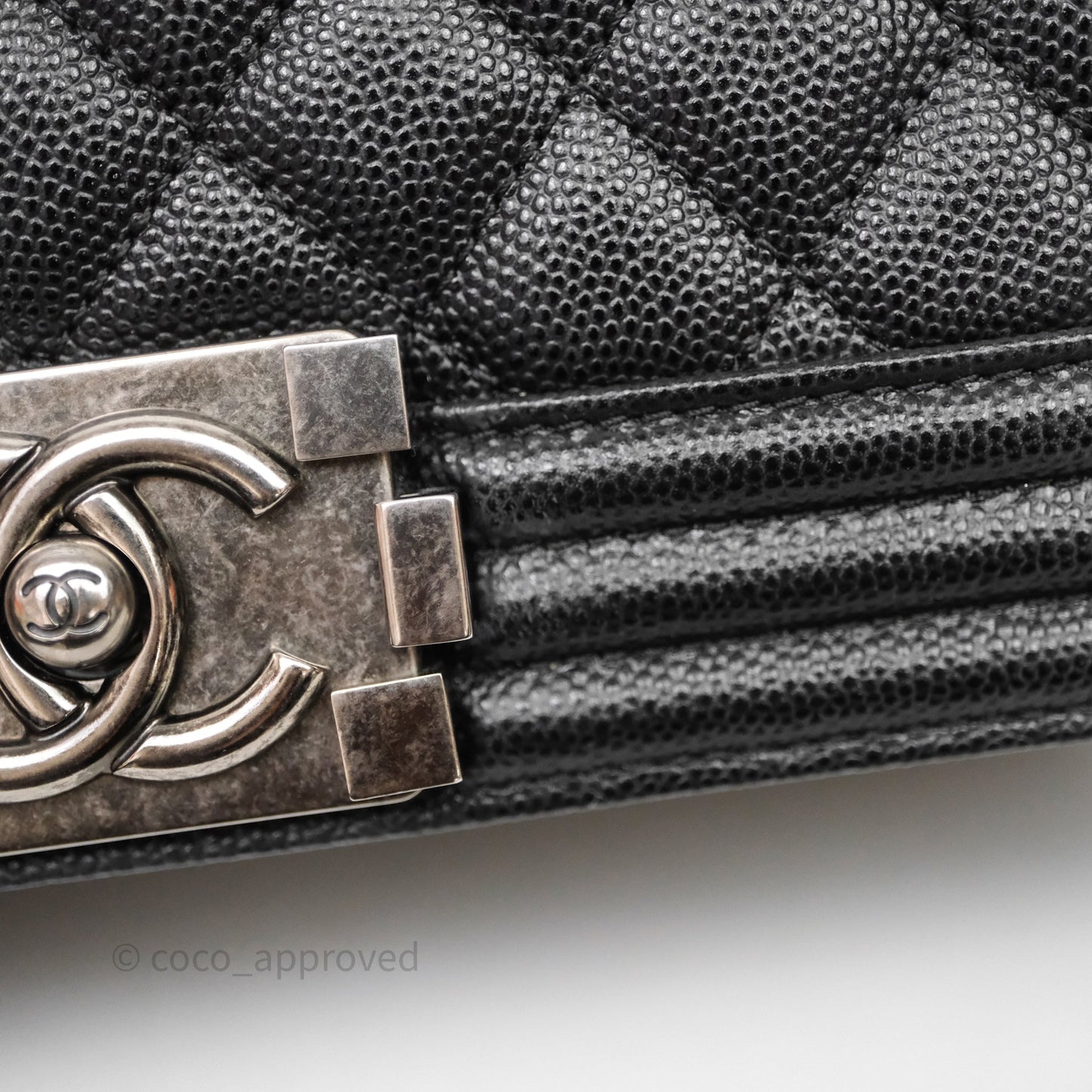 Chanel Quilted Medium Boy Black Caviar Ruthenium Hardware