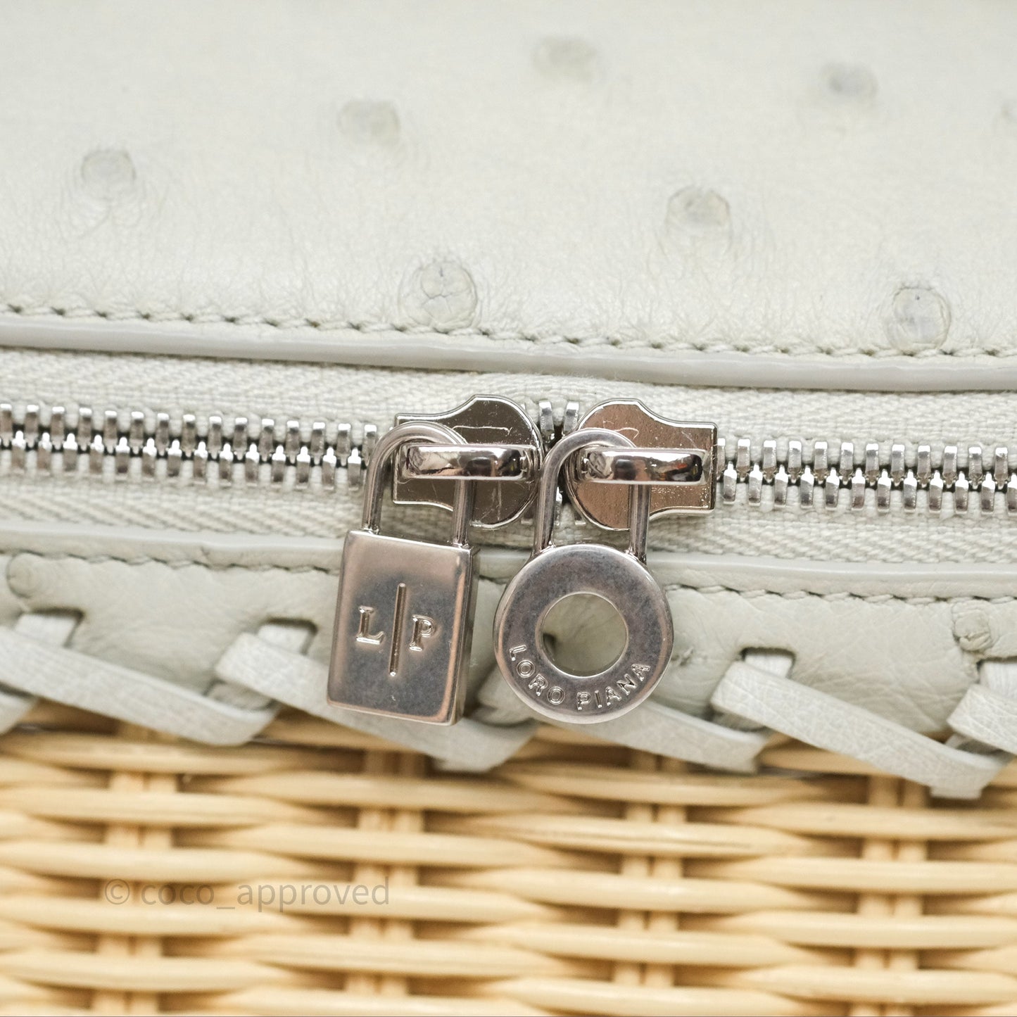 Loro Piana Extra Pocket L19 Light Blue Ostrich Silver Hardware