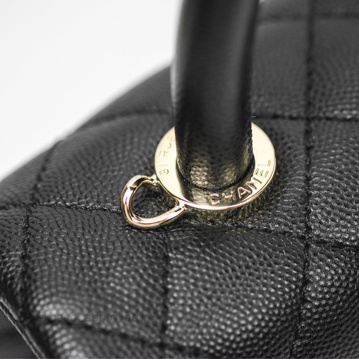 Chanel Small Quilted Coco Handle Black Caviar Gold Hardware