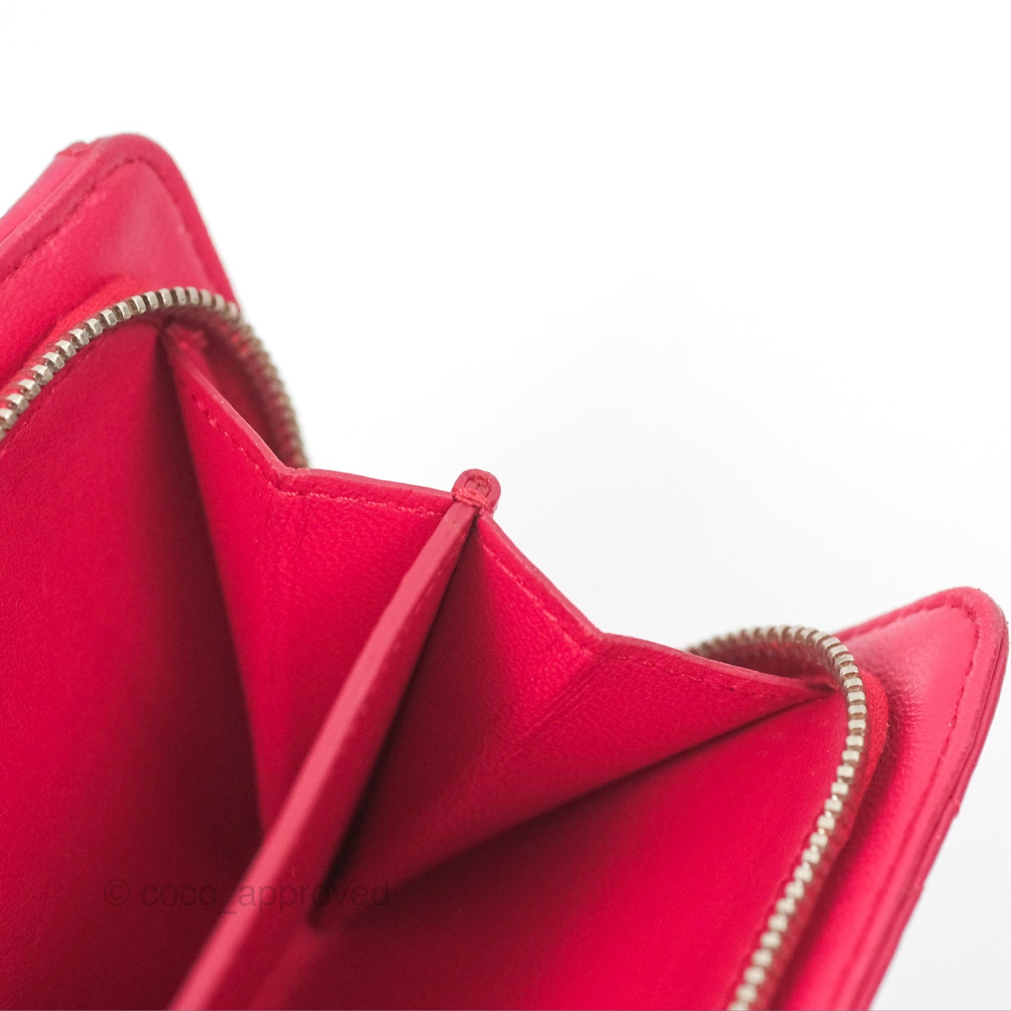 Chanel Quilted Classic French Wallet Lambskin Red Silver Hardware