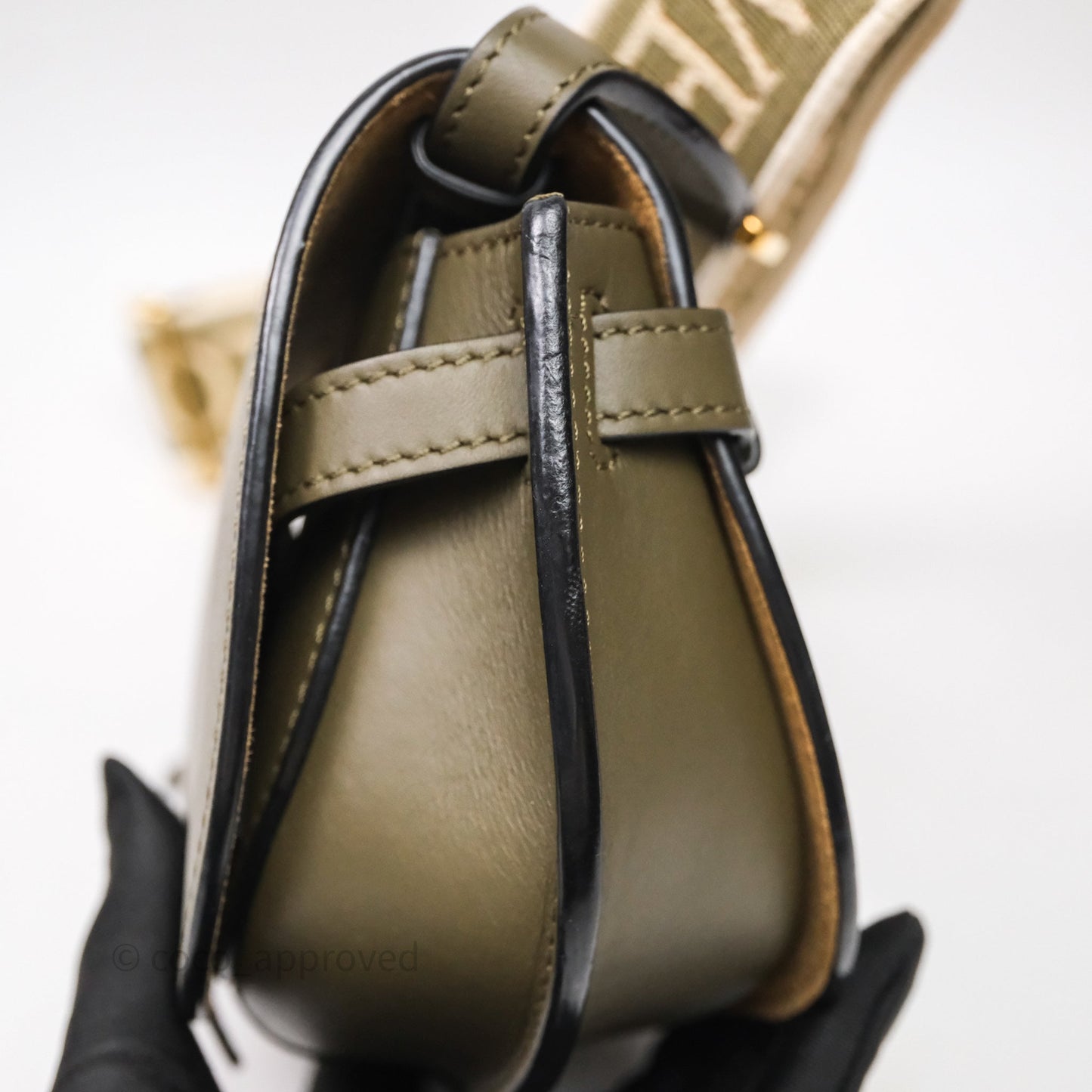 Loewe Mini Gate Dual Bag Soft Calfskin & Jacquard Strap Autumn Green