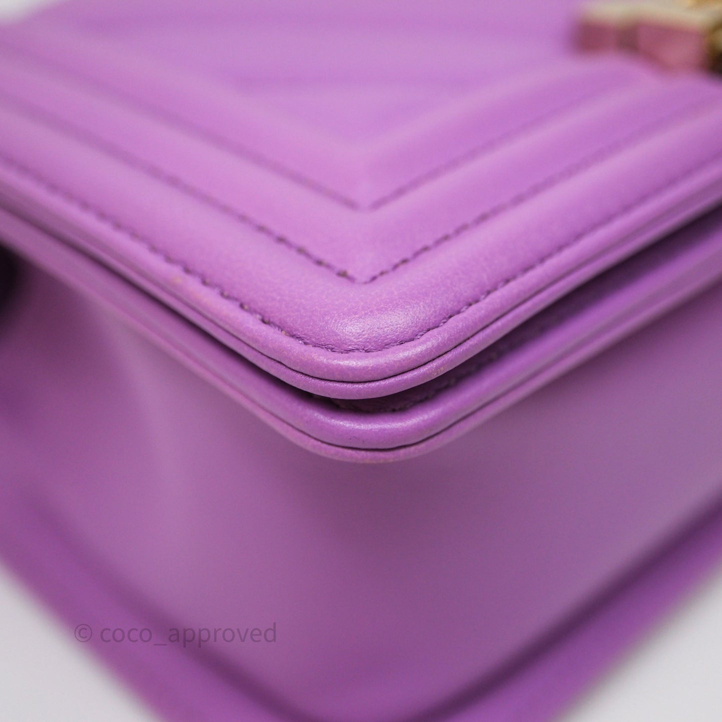 Chanel Chevron Small Boy Purple Calfskin Gold Hardware