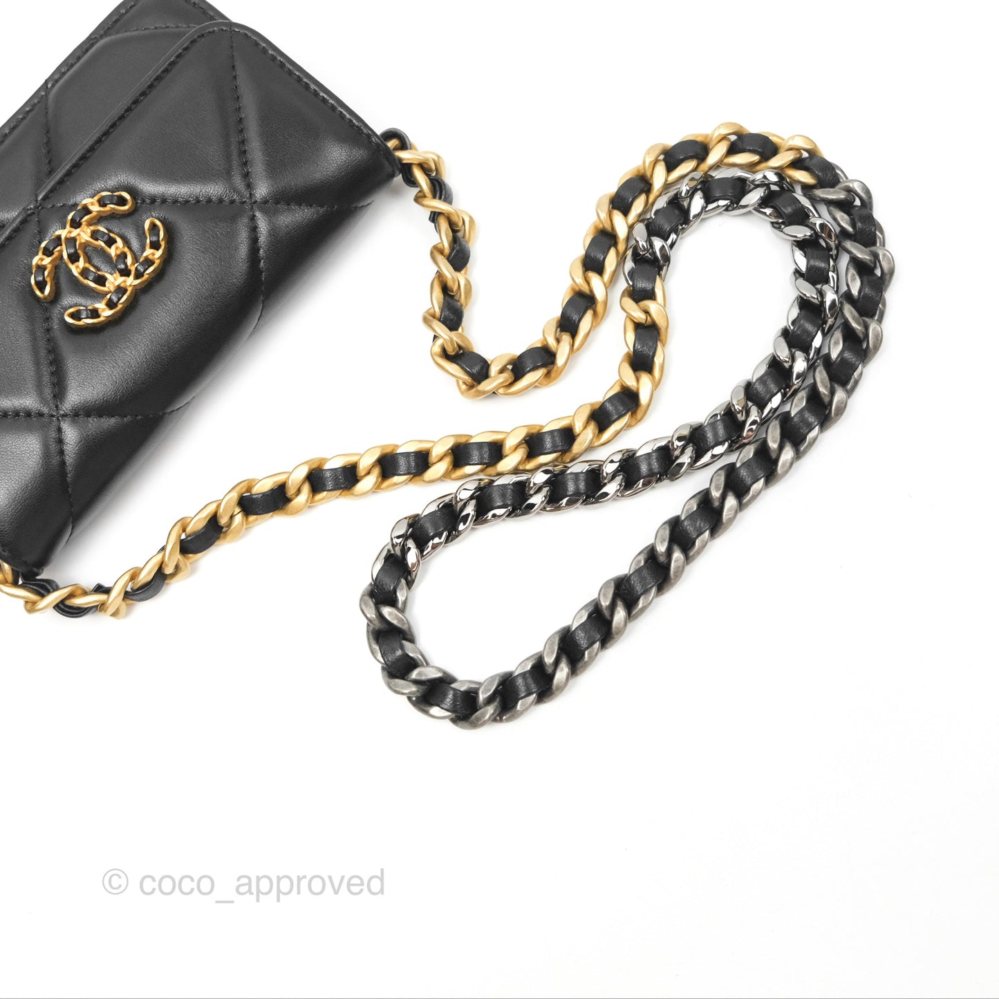 Chanel 19 Clutch With Chain Black Lambskin Mixed Hardware