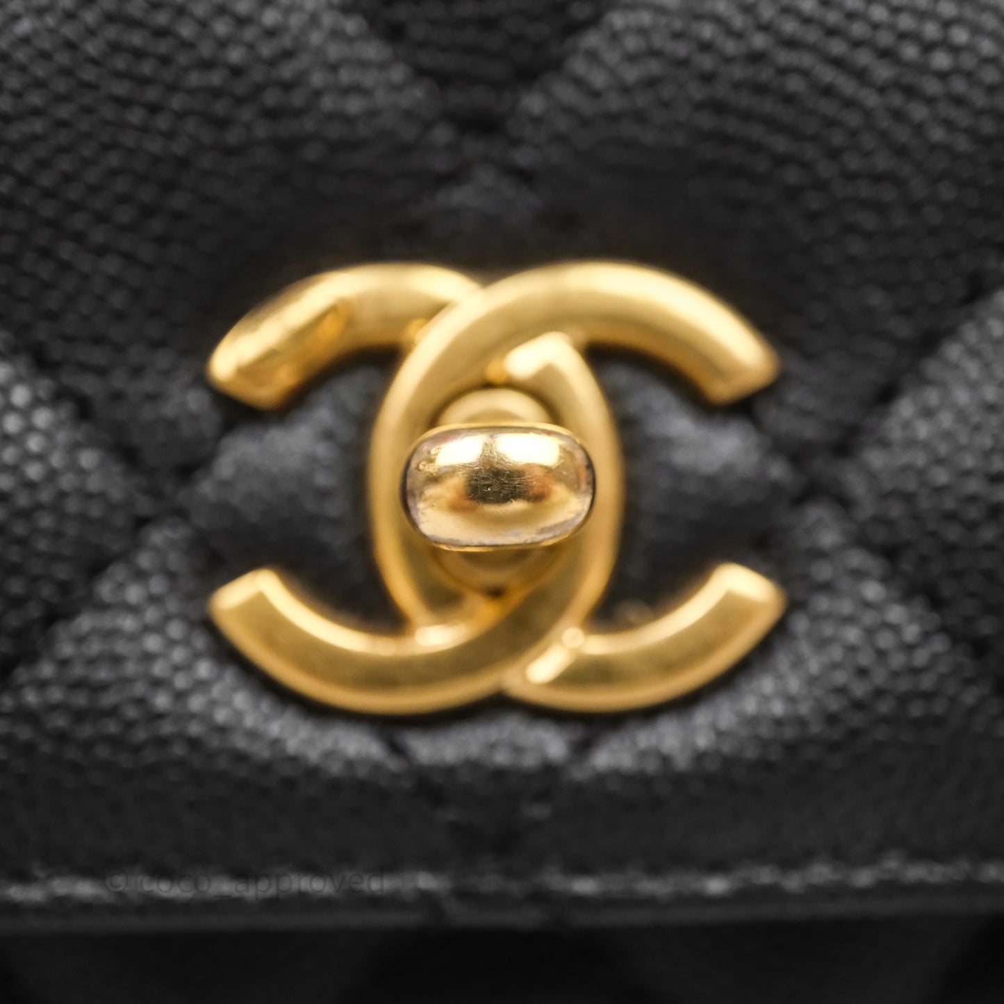 Chanel Small Coco Handle Black Caviar Aged Gold Hardware Braided Handle